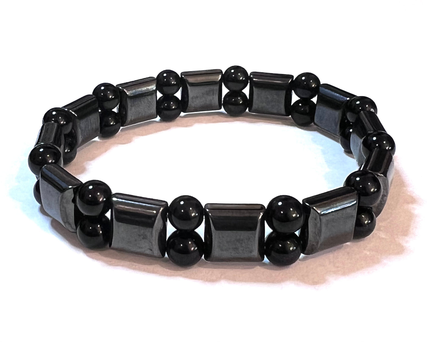 Cubed Magnetic Hematite with Black Onyx 6mm beads - Brent's Bling