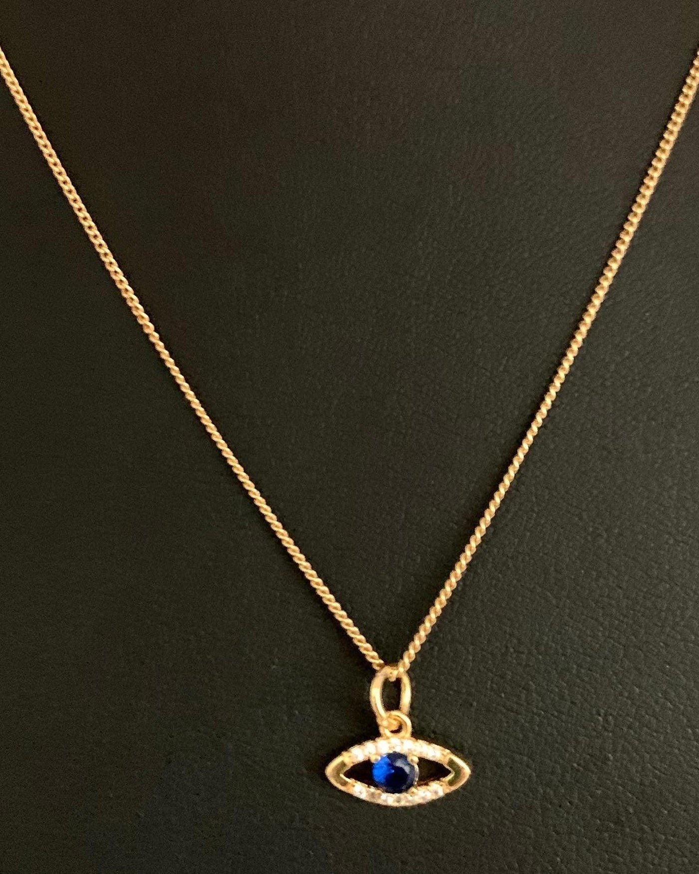 Gold Women’s pendant necklace with Gold Evil Eye - Brent's Bling
