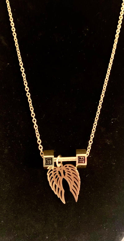 Wing and Dumbbell Gold Necklace - Brent's Bling