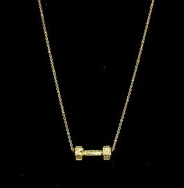 Floating Dumbbell Rhinestone Gold Necklace