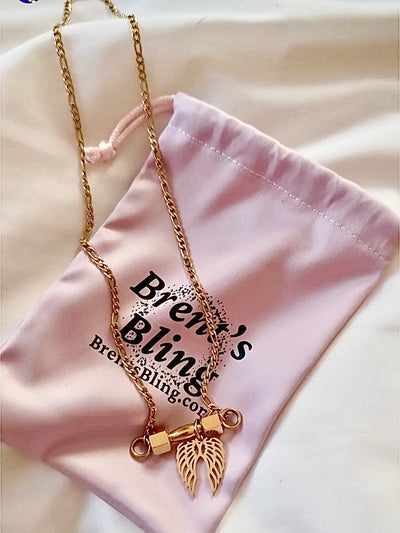Wing and Dumbbell Gold Necklace