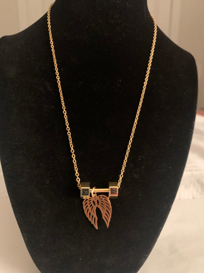 Wing and Dumbbell Gold Necklace