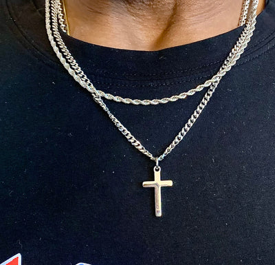 Double (attached) Rope/Cross Necklace
