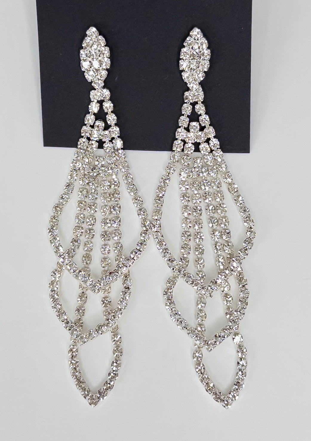 キュービックジルコニア 3段シャンデリアイヤリング