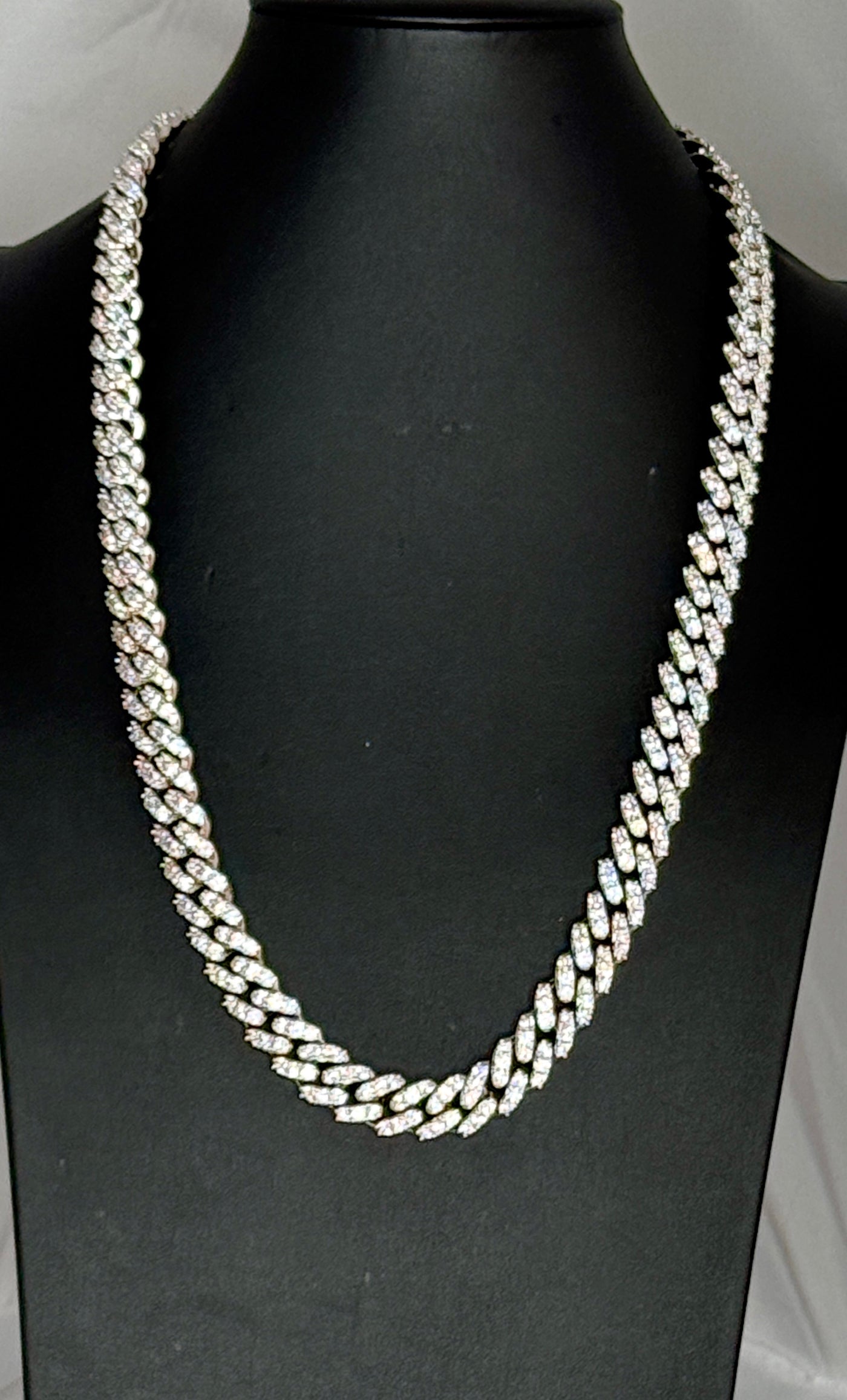 24-Inch Silver Plated 12mm Iced Necklace - Bold & Brilliant Statement Jewelry