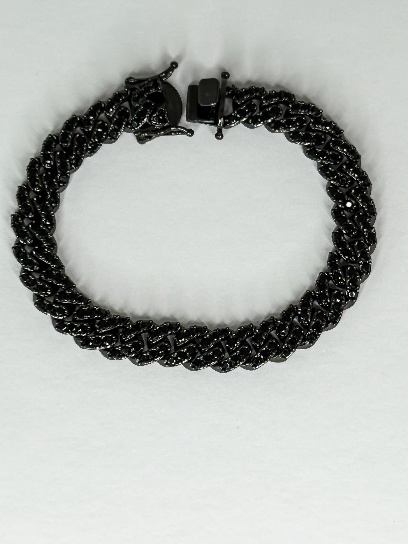 Black Enamel Iced Cuban Link Bracelet -10mm Wide, 8" Long Bold Men's & Women's Wristwear by Brents Bling