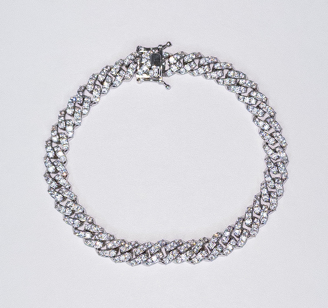 レディース アイスシルバー アンクレット - 8インチ キューバンリンク アイスブリング ジュエリー