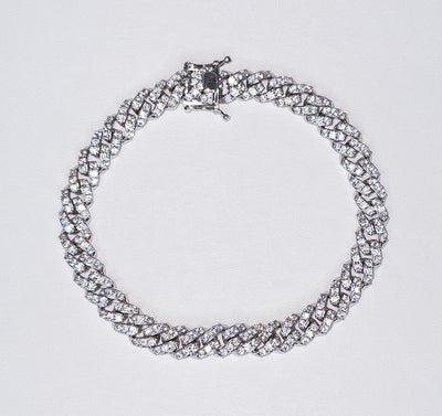 レディース アイスシルバー アンクレット - 8インチ キューバンリンク アイスブリング ジュエリー