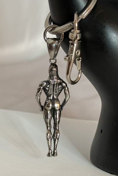 Womens Figure Silver Stainless Steel Fitness Keychain 4.5 Muscle Competitor Accessory