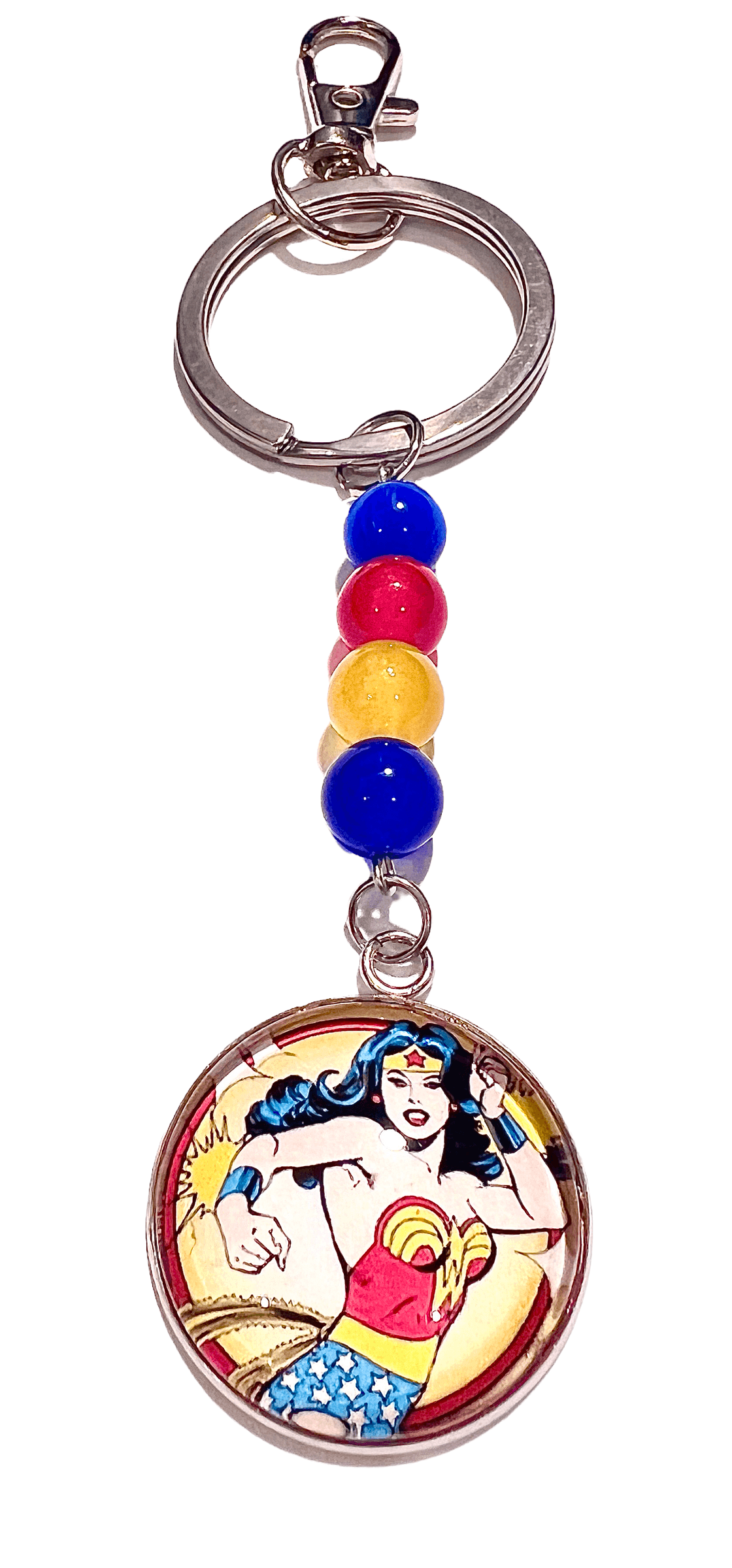 Wonder Woman Character Silver Stainless Steel Key Chain - Brent's Bling