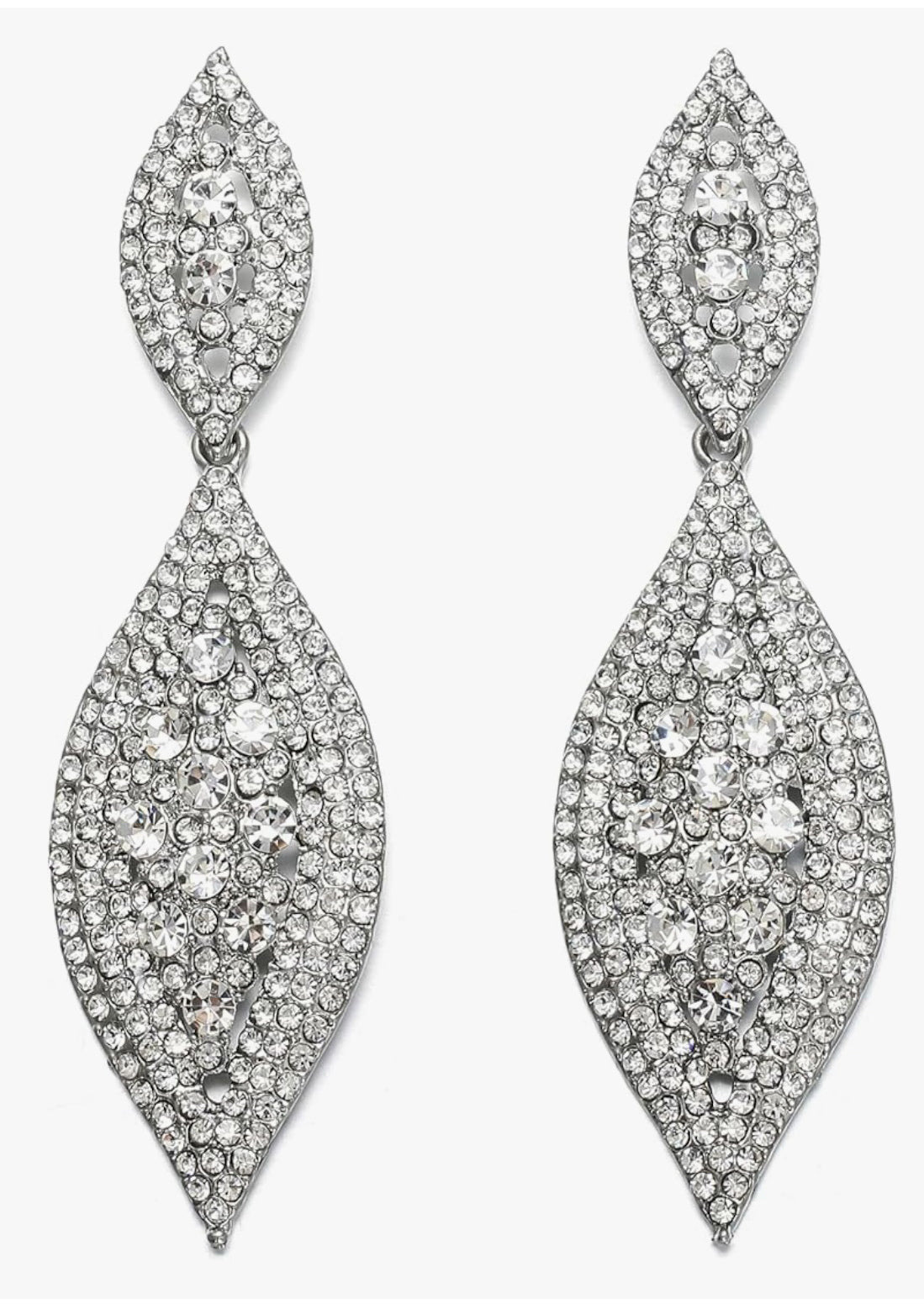 Glam Marquis Double - Drop Cubic Zirconia Earrings Competition Stage Statement Jewelry