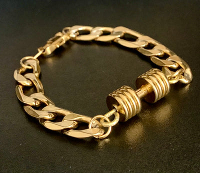 Large Dumbbell Gold Bracelet
