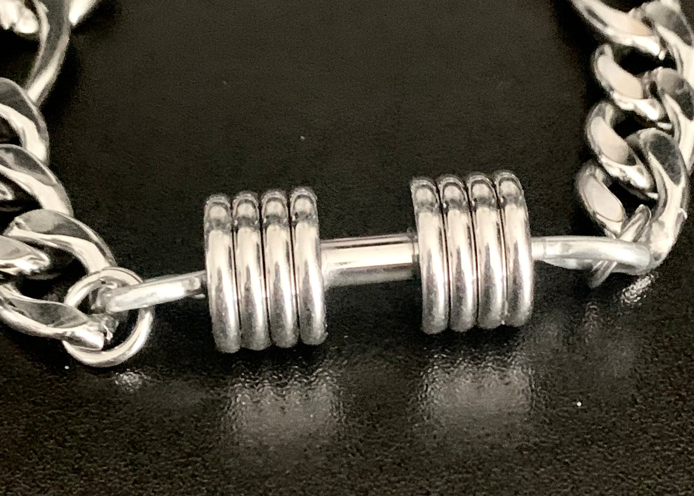 Large Silver Dumbbell Bracelet