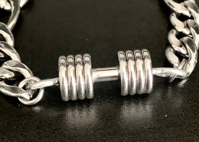 Large Silver Dumbbell Bracelet - Brent's Bling