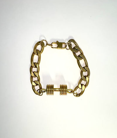 Large Dumbbell Gold Bracelet