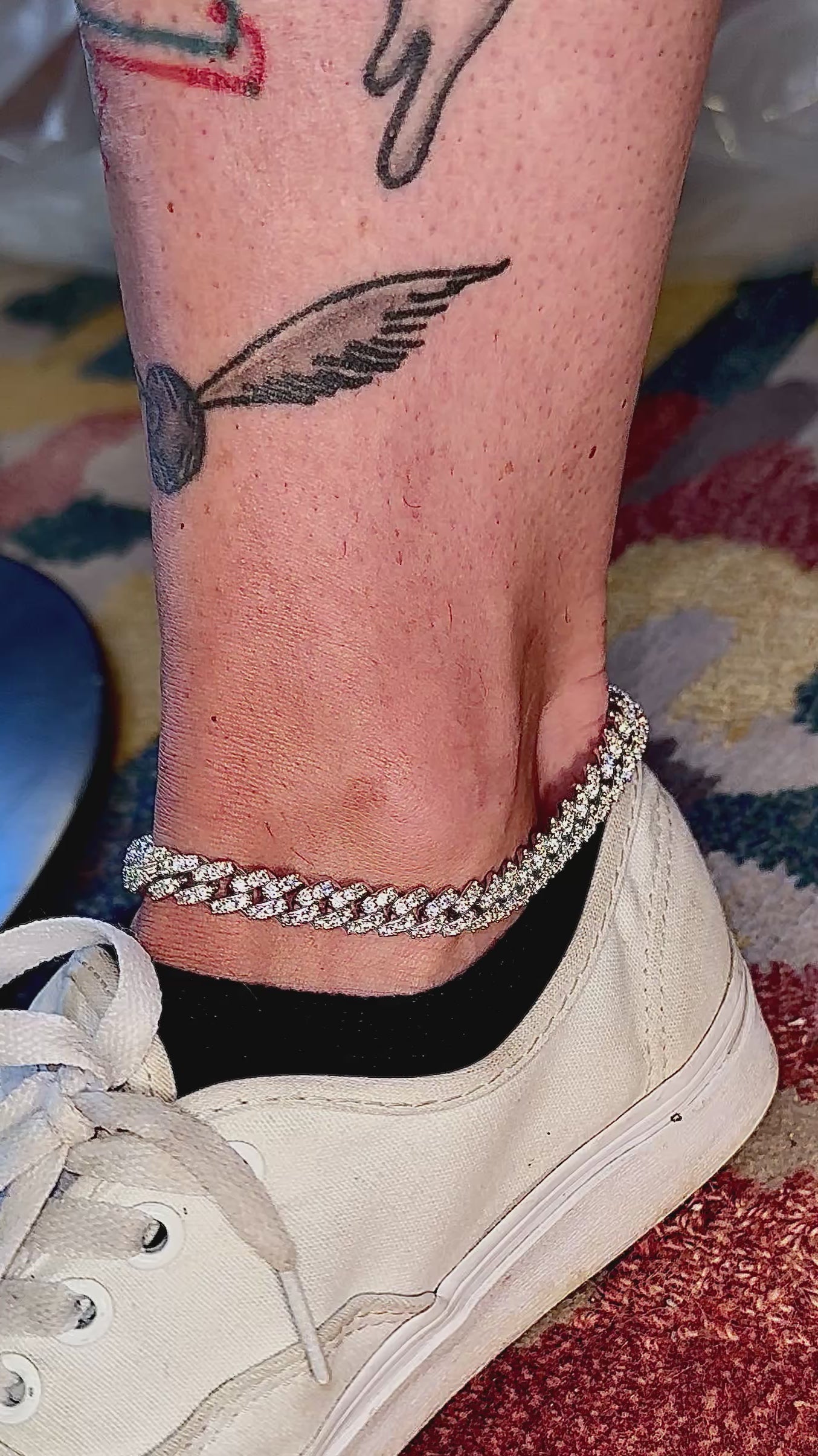 レディース アイスドシルバー アンクレット – 8.5インチ キューバンリンク | まばゆいアイスドブリングジュエリー