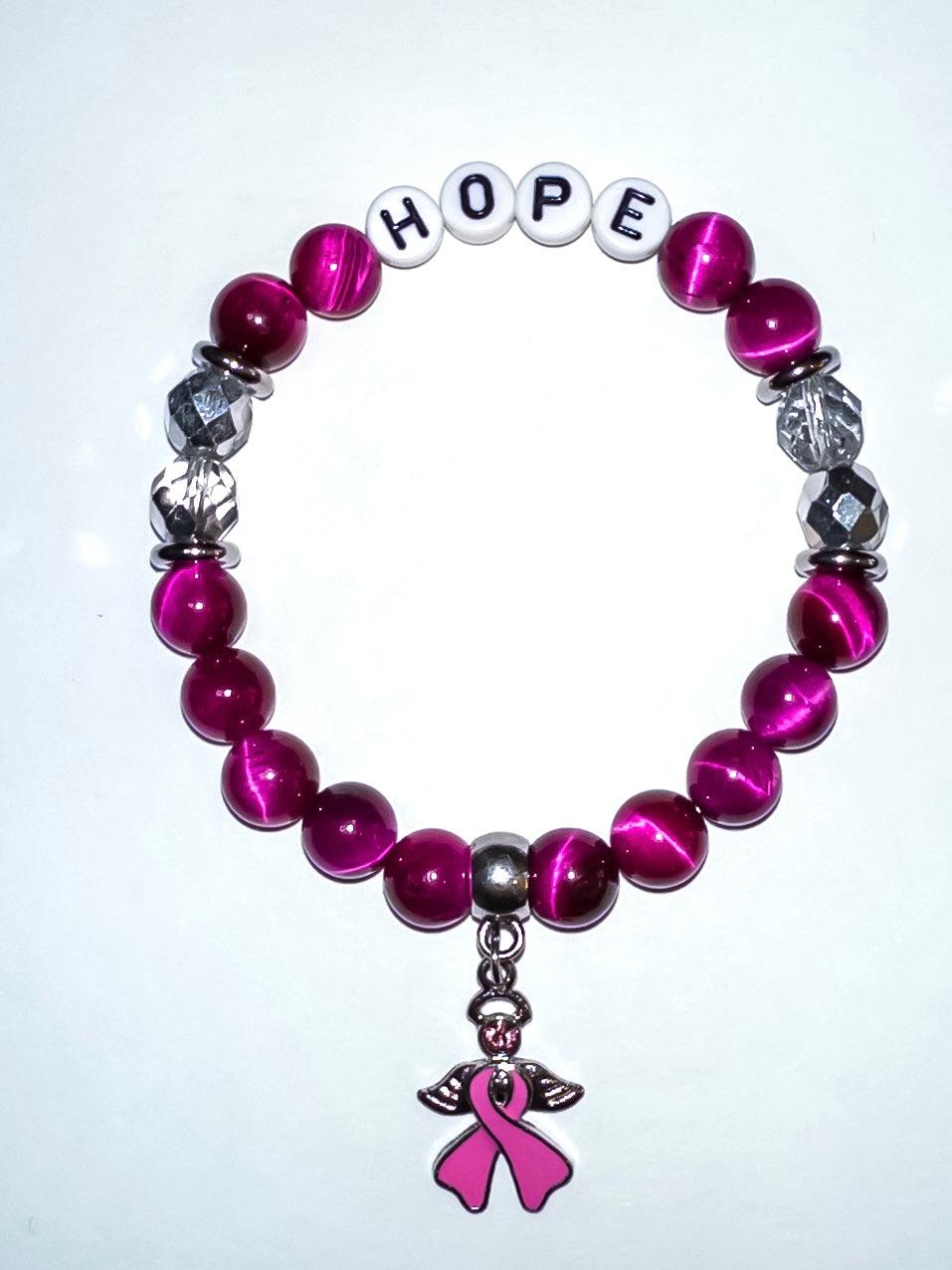 Special Edition Breast Cancer bracelet with pink Tiger eye beads - Brent's Bling