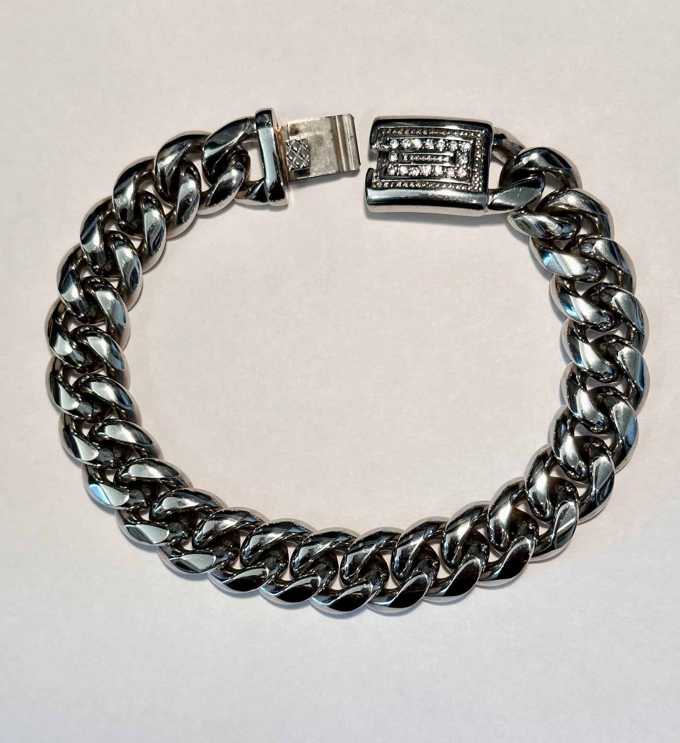 Thick Cuban chain link bracelet with CZ diamond clasp - Brent's Bling