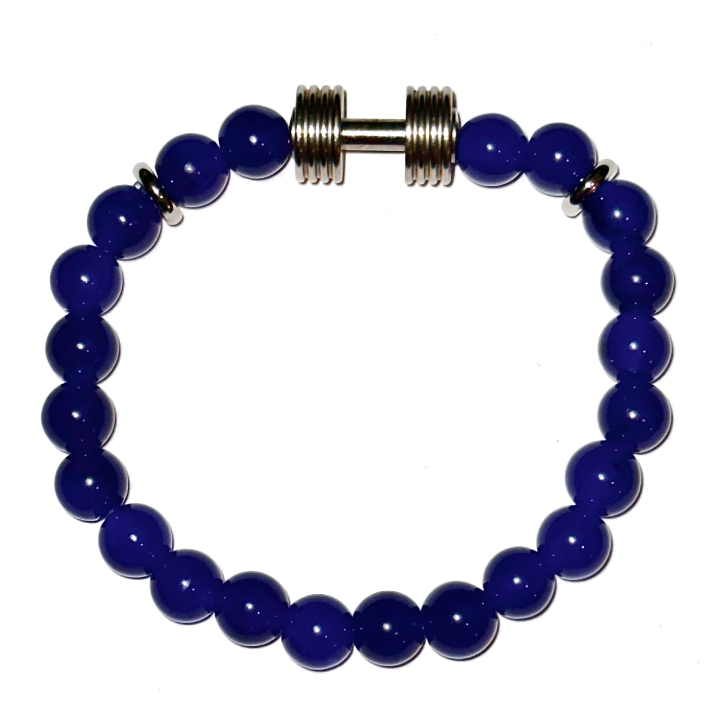 Dumbbell Bracelet with Navy Blue Beads - Brent's Bling