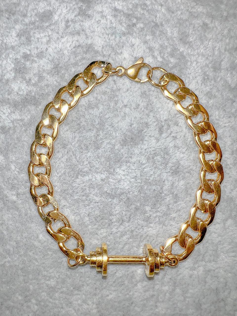 Gold Plated Dumbbell Bracelet - Brent's Bling