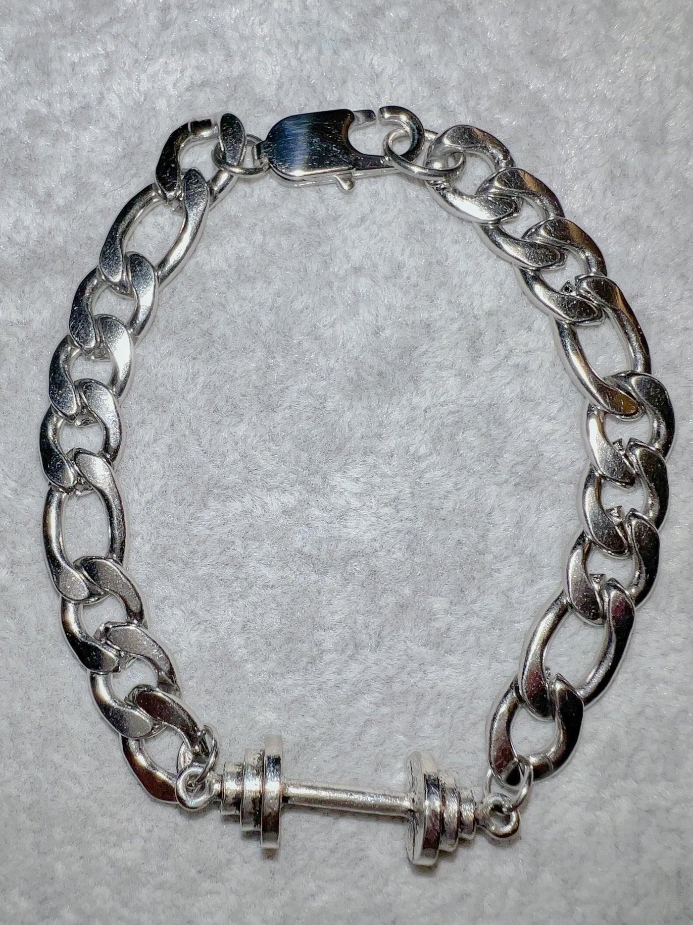 Silver Chain Dumbbell Bracelet - Brent's Bling