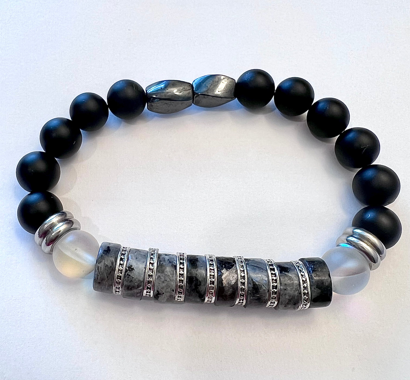 Labradorite bead bracelet with stainless steel spacers - Brent's Bling