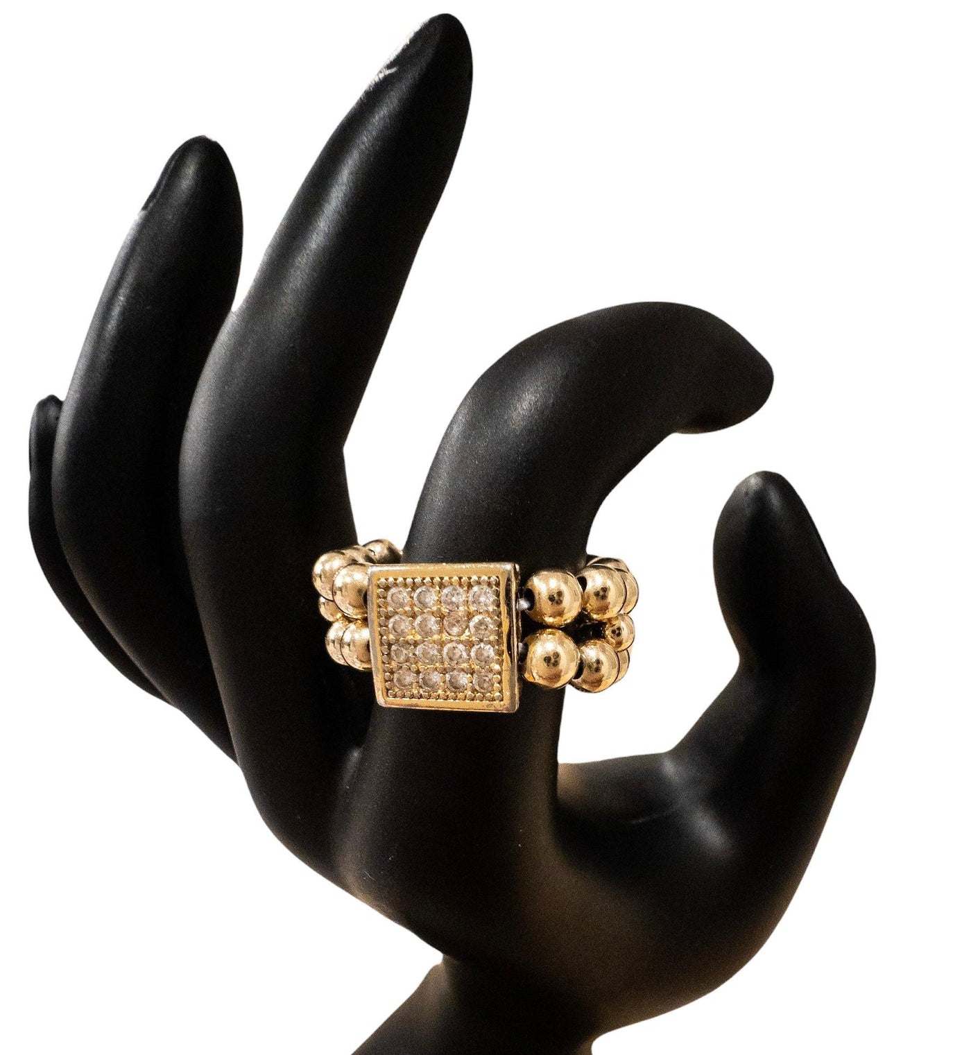 Gold Color Cubic Zirconia Adjustable Ring - Brent's Bling