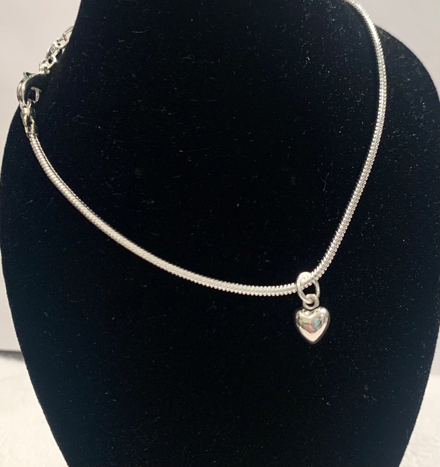 Silver Anklet with Silver Heart pendant - Brent's Bling